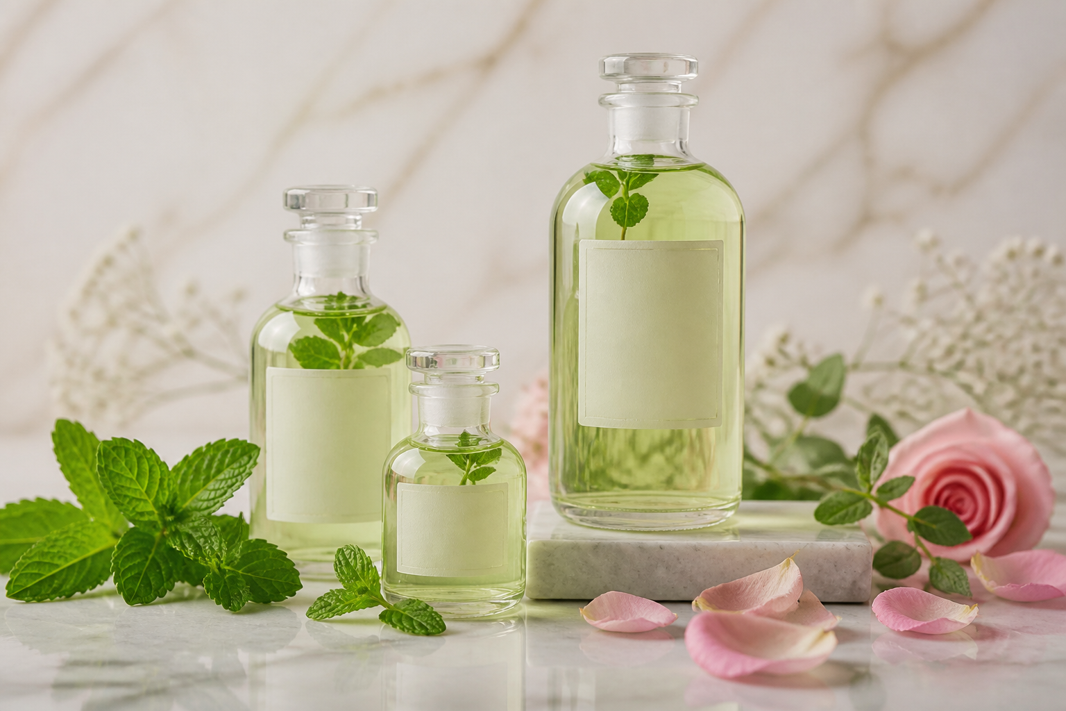 بطریهای عرق نعنا، گلاب و عرقیجات گیاهی آماده ارسال
